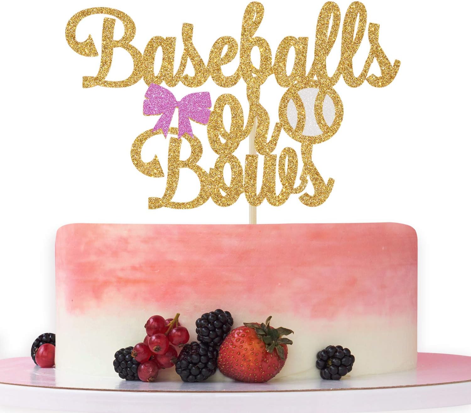 Betalala Baseballs or Bows Cake Topper,Boy or Girl He or