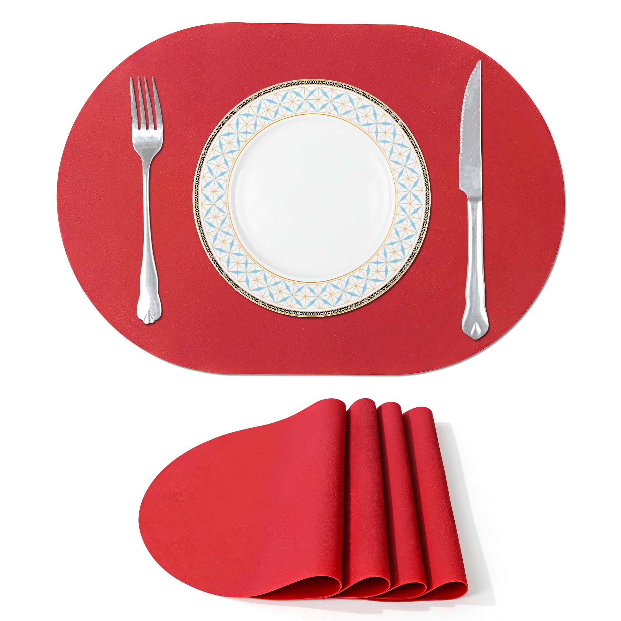Sets de table pour fêtes de Noël en silicone rouge foncé