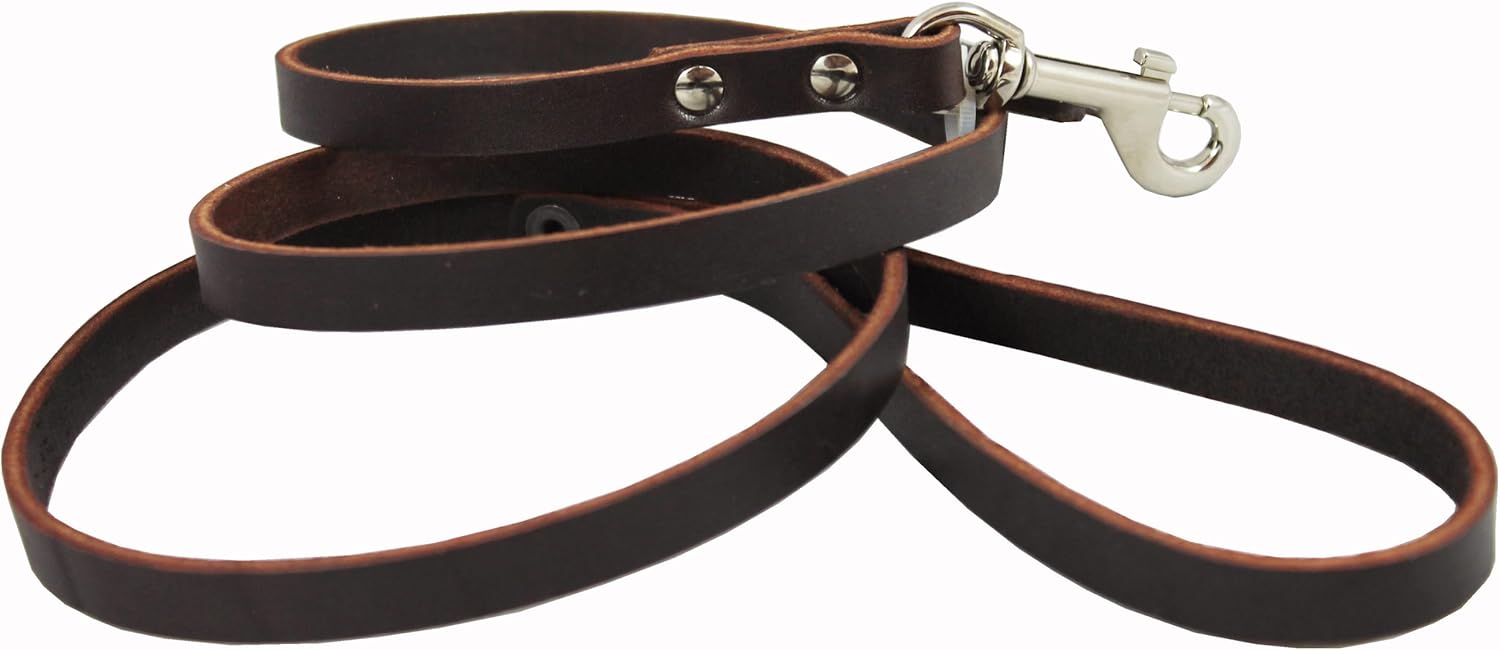 Genuine Leather Classic Dog Leash Brown 1/2" Wide 4 Ft Basset Hound, Collie, Shar-Pei : Pet Leashes : Pet Supplies