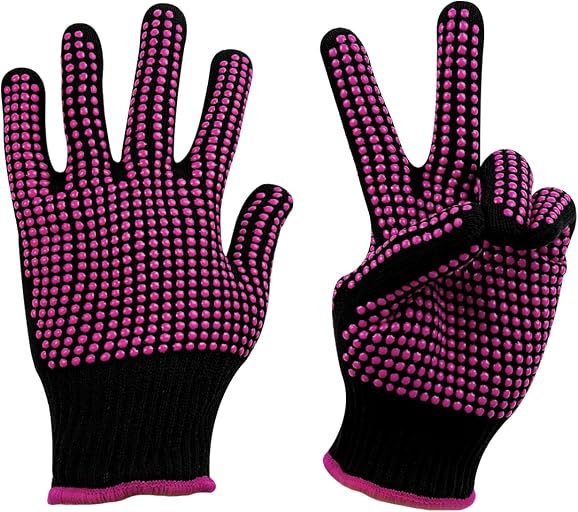 HTVRONT Heat Resistant Gloves for Sublimation 2Pcs with Silicone Bumps | Silicone Grip Zero Slip,Burn-Proof Barrier,One Size, Both Hands,Versatile Work Gloves 9.44*5.9inches/24*15cm