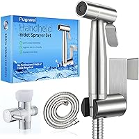 Vista 9 de Pulverizador de bidé de mano para inodoro, juego de rociador de bidé de baño de acero inoxidable de alta calidad con manguera antifugas y control