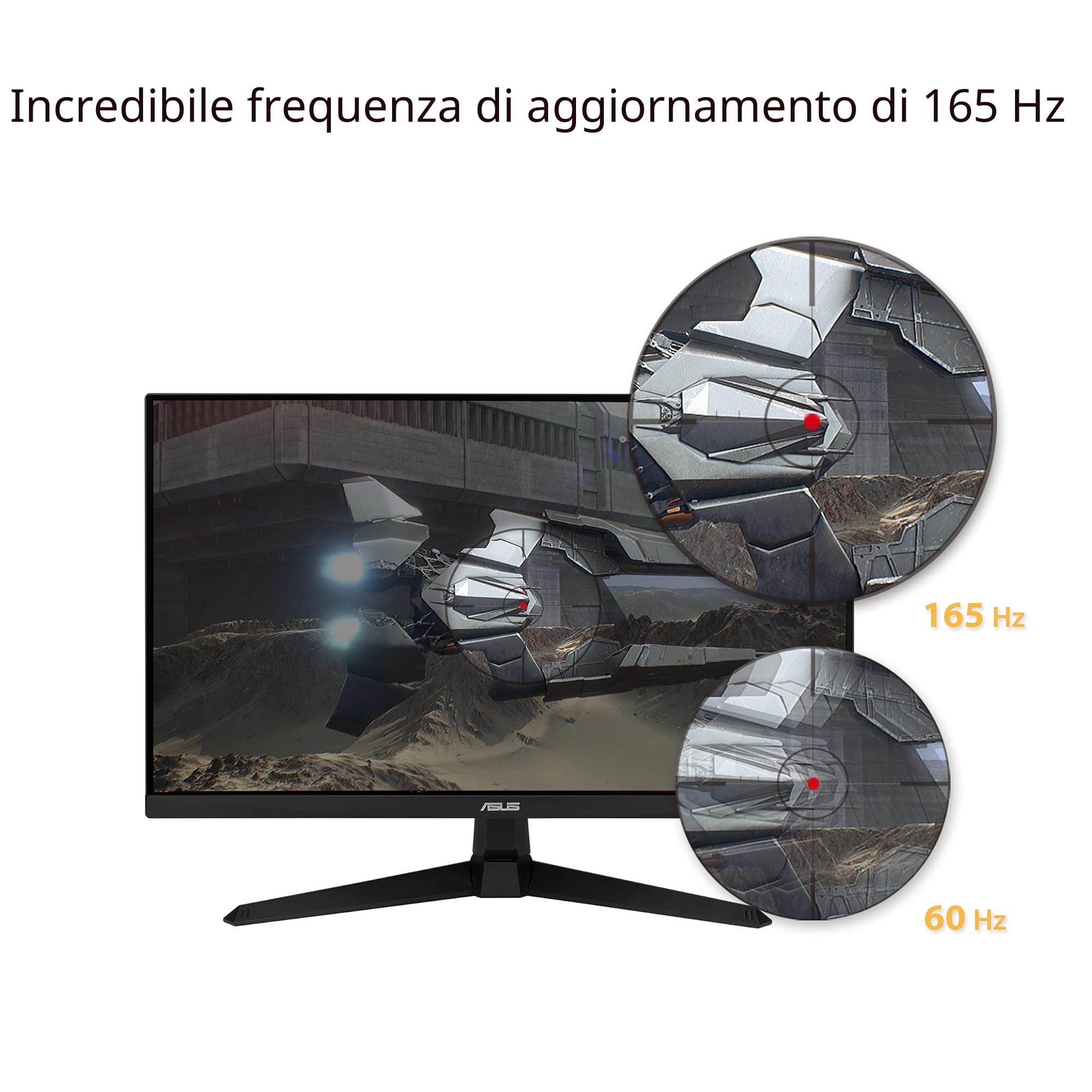 ASUS TUF Gaming VG277Q1A Monitor Gaming 27”, FullHD (1920x1080), 165Hz, Tempo di Risposta 1ms, Adaptive Sync, FreeSync Premium, Extreme Low Motion Blur, Regolabile, Nero