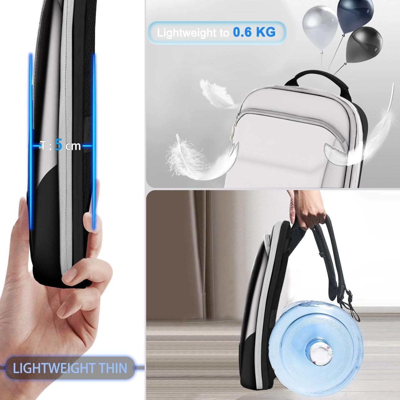 ZINZ Laptop Backpack 17.3 Inch Business Travel Backpack, Water Resistant Large Daypack Bag for Men Women - Black White