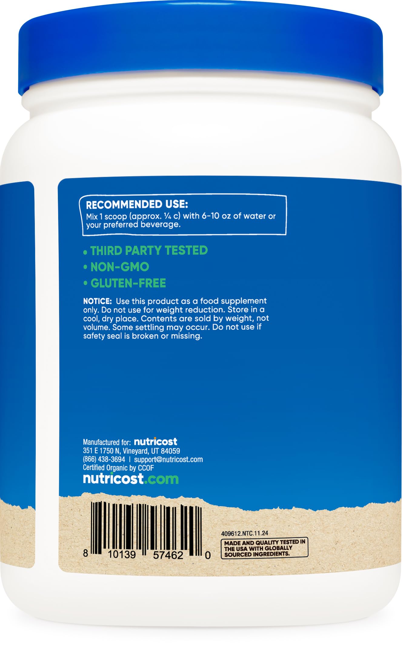 Nutricost Organic Pea Protein Powder (Chocolate) 1 LB, USDA Organic — Amazon image 4