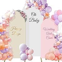 Vista 1 de Buryeah Juego de 3 Fundas de Arco de Boda, Telón de Fondo Elástico de 6 pies, 5 pies, 4 pies de Spandex, Funda de Arco de 2 Lados Elástica