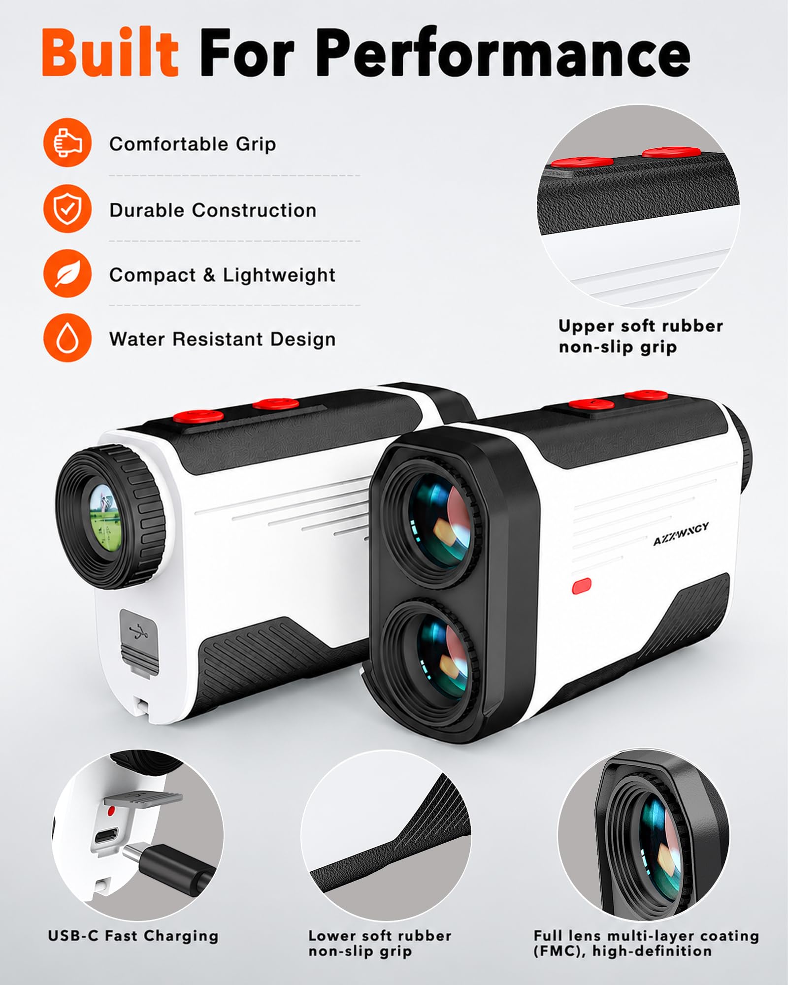Telémetro de golf con pendiente, 1300/1500 yardas, buscador láser para golf y caza, aumento 7X, vibración de bloqueo de bandera de alta precisión, recargable, impermeable IP54, tira magnética