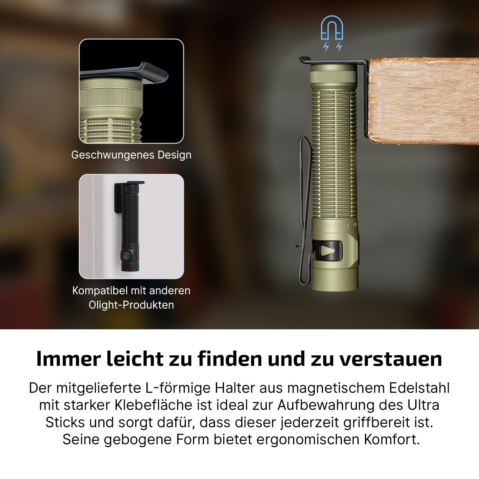 OLIGHT Baton Ultra LED Taschenlampe Aufladbar 1800 Lumen mit 6 Lichtmodi | Taschenlampen mit Zwei Lademethoden Kompakte Handlampe mit Reinweißem Licht IPX8 Wasserdicht für Outdoor Notfall Arbeit