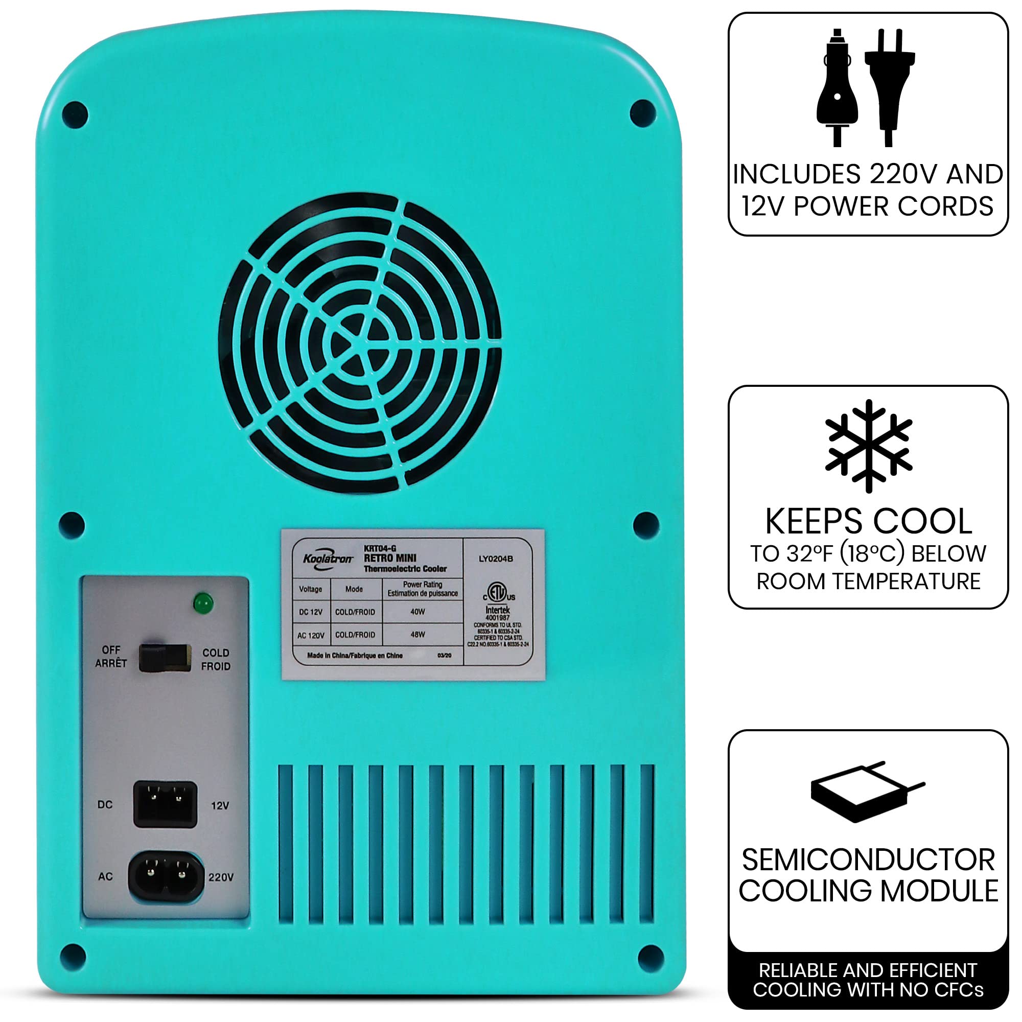 Koolatron Coca Cola Mini Nevera 4L Pequeña Nevera para Dormitorio CA 220V/ CC 12V para Coche (Verde)