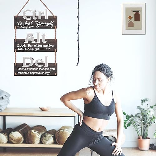 Miniatura 2 de Ctrl Alt Del - Letrero motivacional para colgar en la pared, 3 piezas, arte de pared inspirador de afirmación para el hogar, oficina, sala de estar,