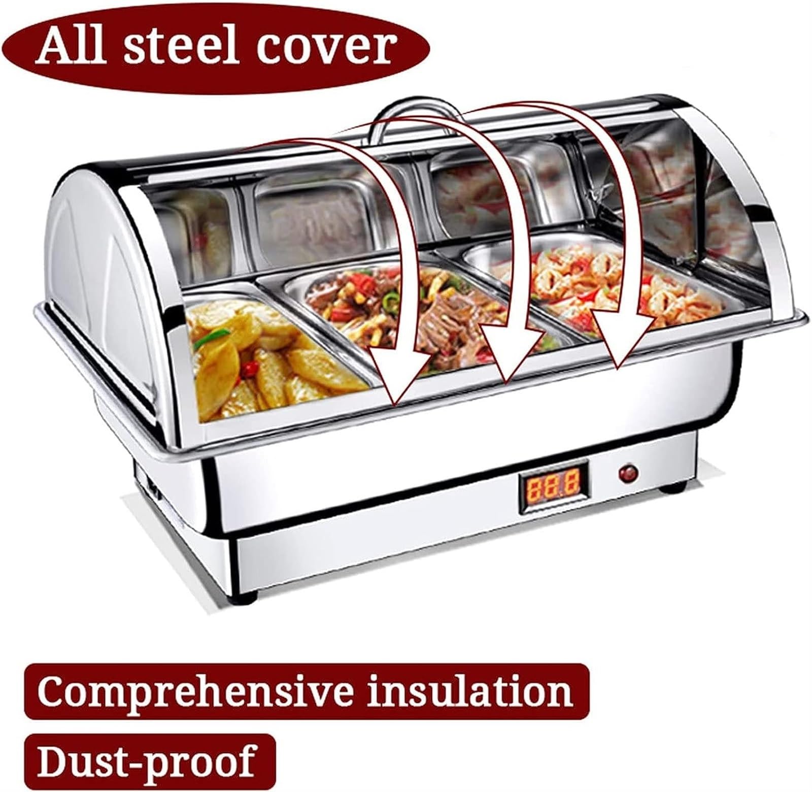 チェーフィング ディッシュ フードウォーマー フードディスプレイ パーティー料理 ツイン ダブル ビュッフェ バイキング 保温 角型 ステンレス 業務用 家庭用 チェーフィングディッシュ9L電気チェーフィングディッシュフード