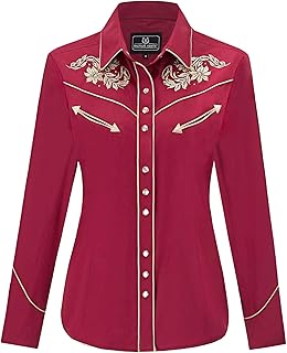 SALVAJE OESTE Women's Embroidered Western Cowgirl Slim Fit Shirt Snap Button Down Long Sleeve