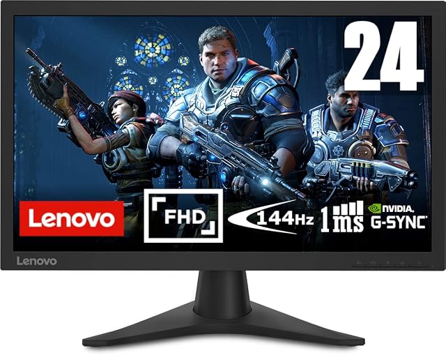 Lenovo G24-10 24-inch FHD up to 144 Hz PC Computer Gaming Monitor, Black