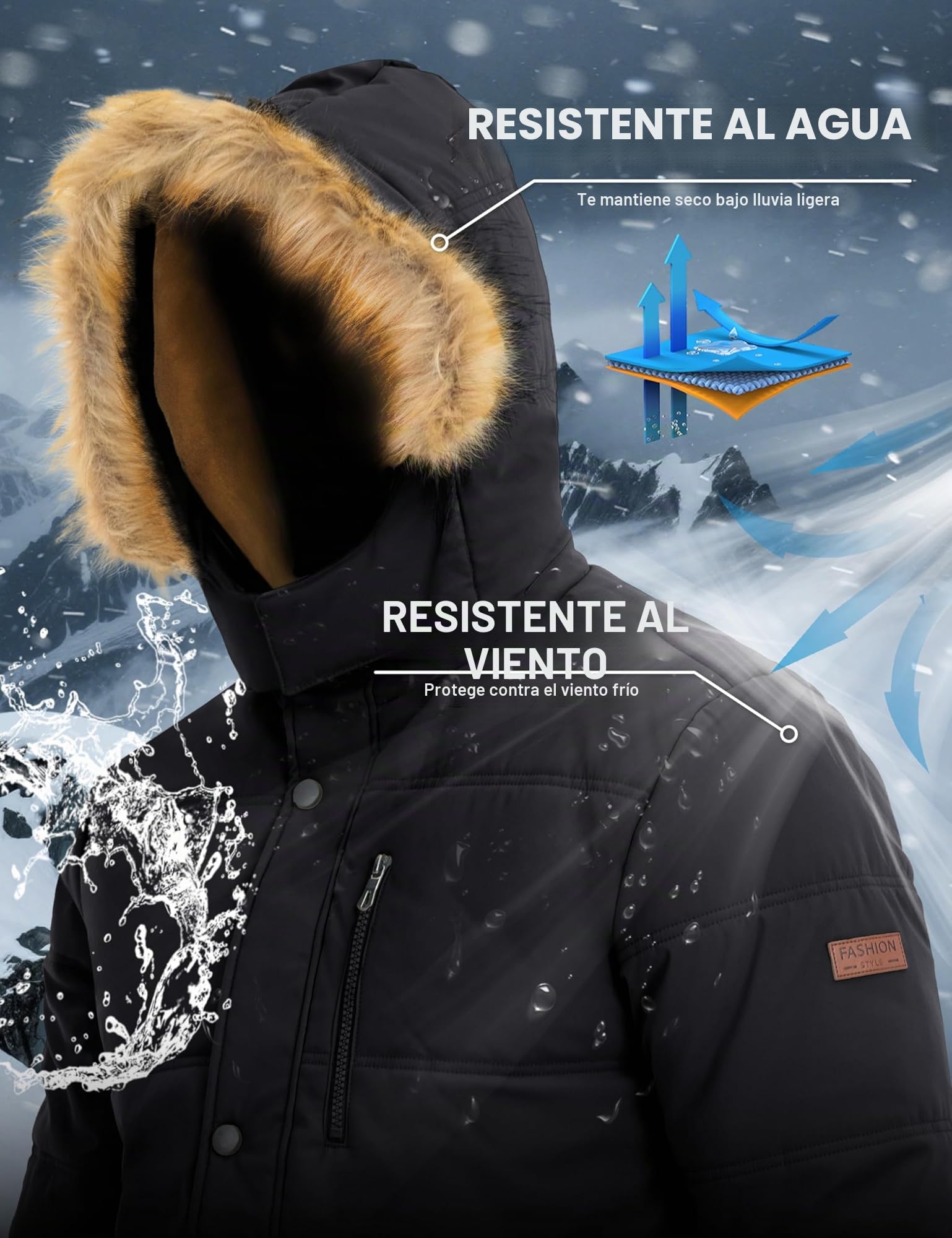 MAGCOMSEN - Chaqueta de Invierno Hombre, Resistente al Viento, Forro Polar, Impermeable, Capucha, Manga Larga, Verde, Talla XXL