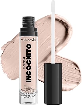 Wet n Wild Megalast Incognito Full-Coverage Concealer, Long-Lasting Matte Liquid Concealer for Dark Circles & Blemishes, Hydrating with Shea Butter, Light Beige