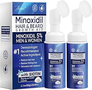 5% Minoxidil Foam for Men & Women, Extra Strength Hair Regrowth Treatment, Lightweight Non-Drip Formula for Scalp & Beard, Minoxidil for Men and Women 120ml (2 Packs)