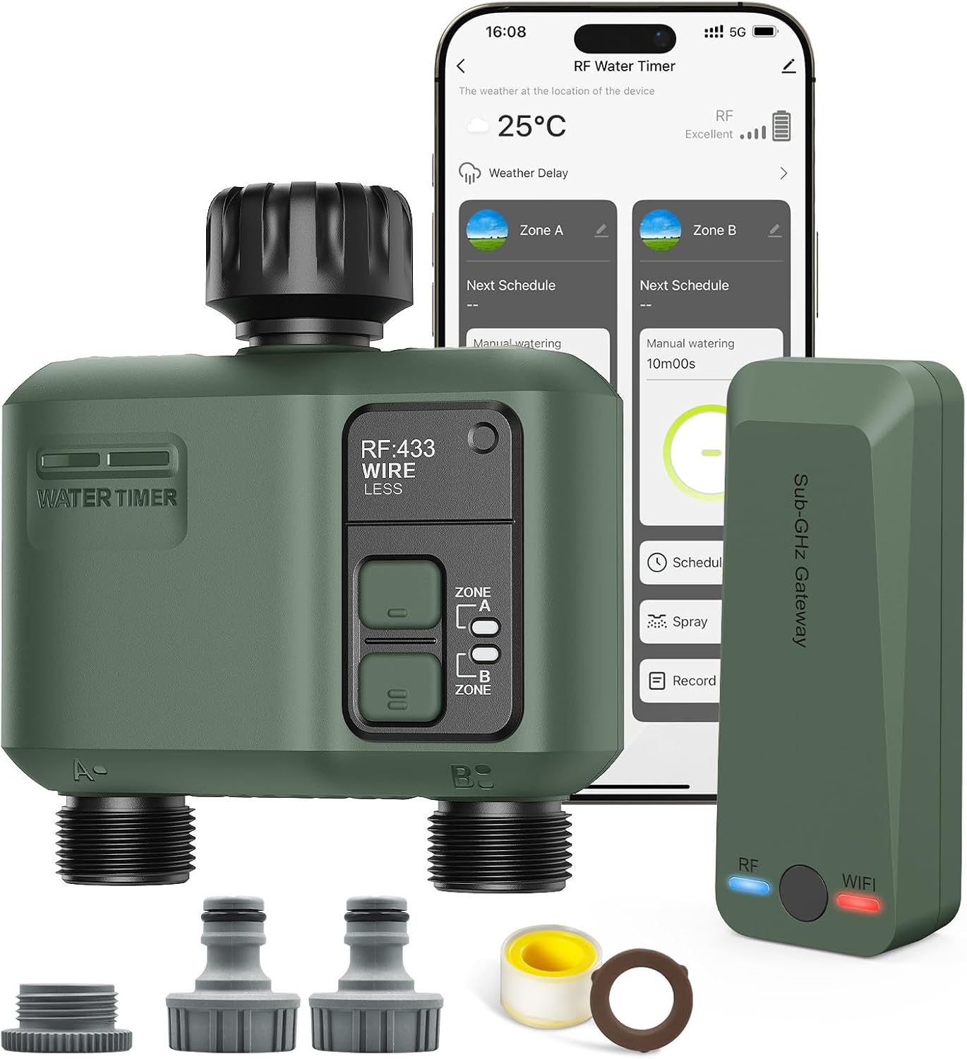 Smart Irrigation Computer WLAN with 2 Zone Outputs and 5 Programs Irrigation System with Rain Delay / Automatic Watering Ideal for Greenhouse and Garden [Energy Class A]