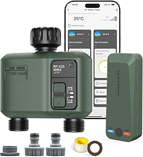 Programmateur Arrosage Connect&eacute; 2 Voies Automatique WiFi avec RF433 Technologie Programmable Irrigation Timer pour Jardin