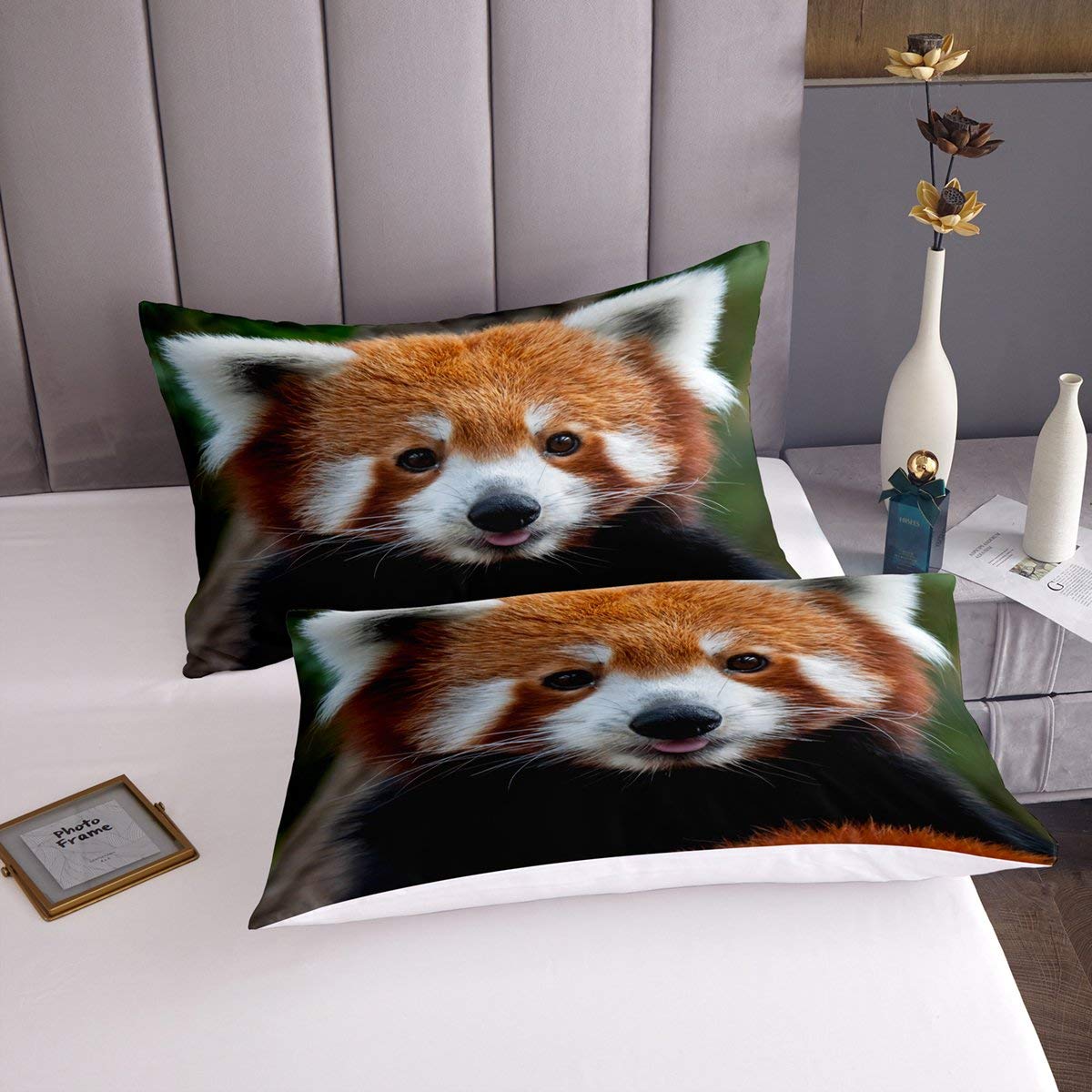 Set Copripiumino Panda Rosso Per Bambini/ragazzi – 2 Pezzi, 135x200 Cm, Microfibra Morbida, Lavabile In Lavatrice