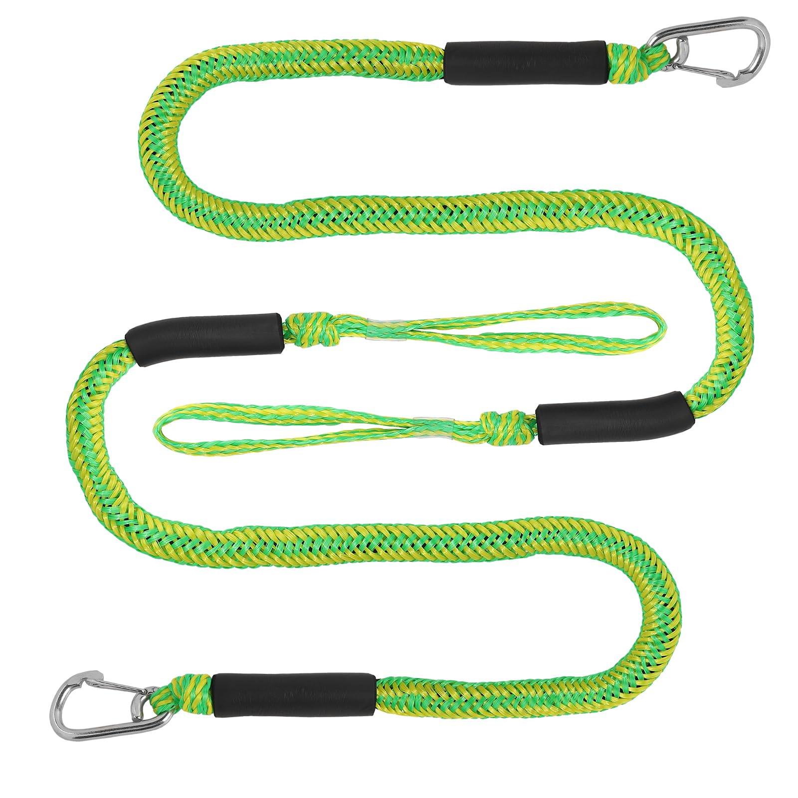 EFUTURETIME 2 x Corde d'Amarrage Bateau 10cm Bungee Corde Kayak Extensible, Dock Line Cord avec Crochet pour Kayak, Bateau à Moteu, Canoë, Pontoon (Vert)