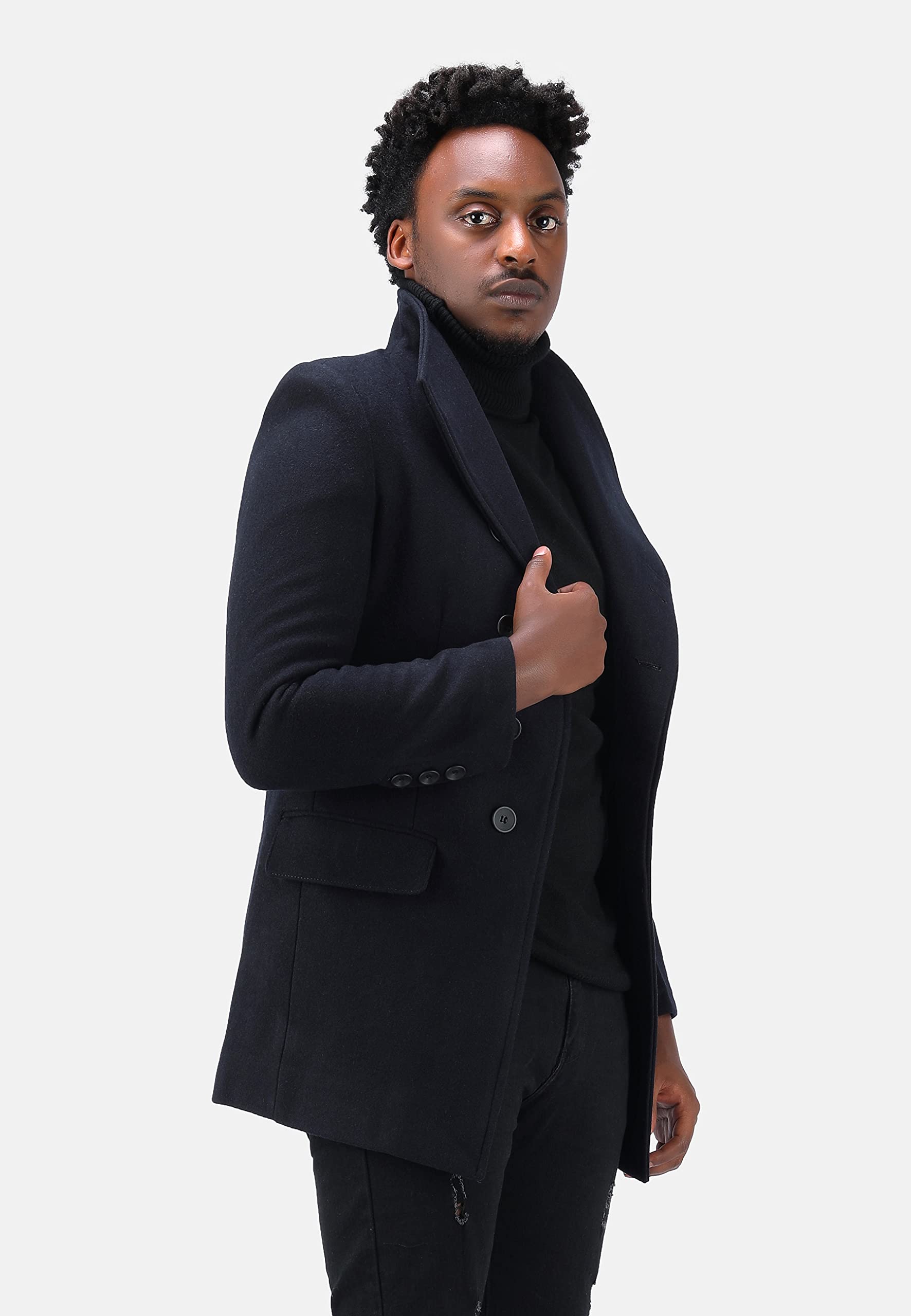Allthemen Trench da Uomo Colletto alla Coreana Cappotto di Casual Lana Coat Lungo Invernale Cappotto Monopetto