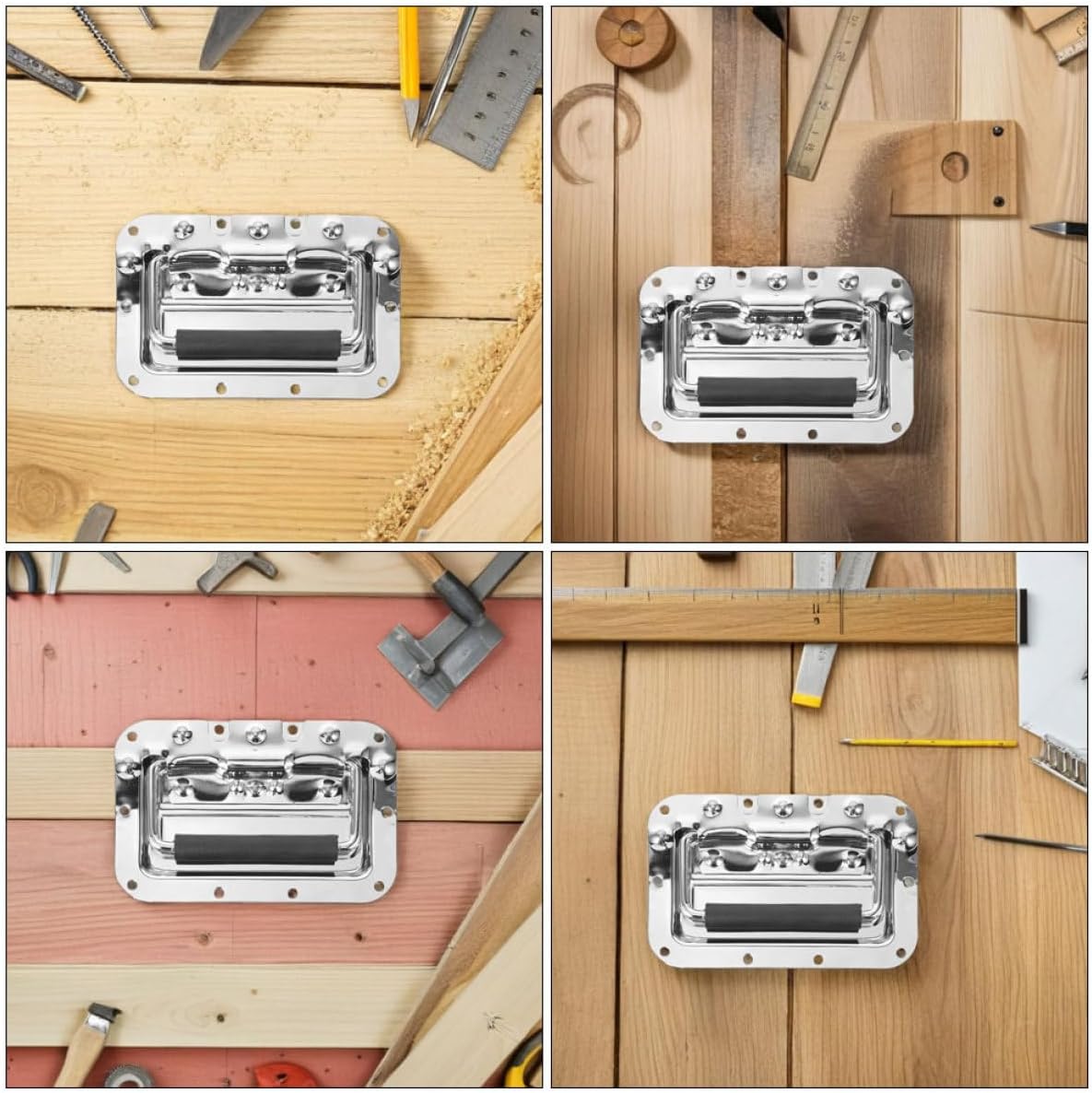 4pcs Electroplated Alloy Side Pull Handles Heavy Duty Chest Hardware Tool Box Cabinet Door Pulls for Flight Cases and Industrial Storage