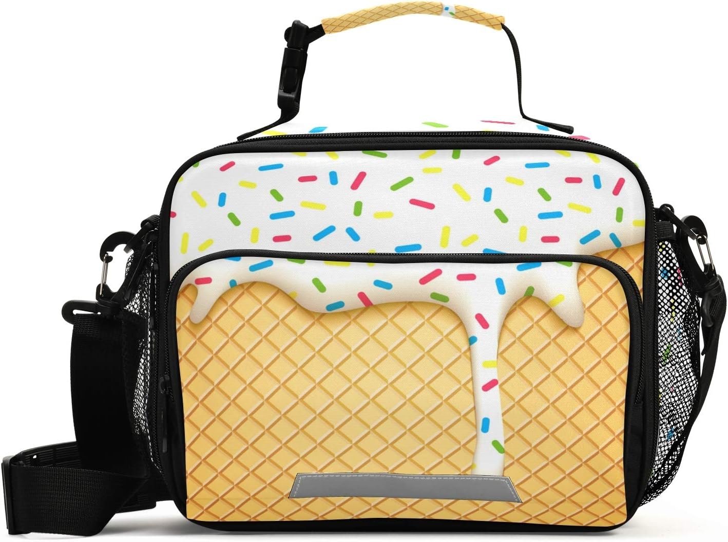 Blueangle Ice Cream Cone Lunch Bags for Women&Men, Shoulder Strap Lunch Box School Insulated Cooler Totes with Leakproof Lining
