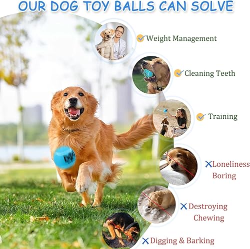 Miniatura 3 de Squeaky Dog Balls - Pelotas de tenis chirriantes para perros, color azul, tamaño mediano, 2.5 pulgadas, paquete de 4