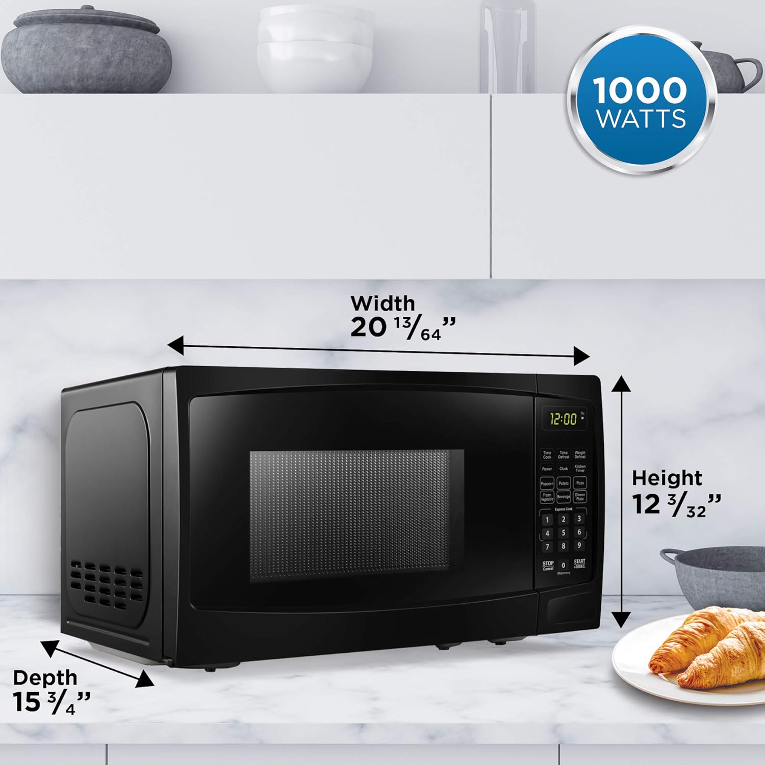 Danby DBMW1120BBB 1.1 Cu.Ft. Countertop Microwave In Black - 1000 Watts, Family Size Microwave With Push Button Door