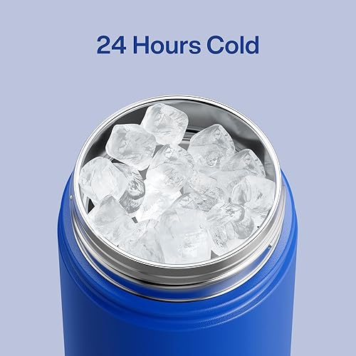 Miniatura 851 de ENCOOL Botella de agua aislada con popote, de acero inoxidable, a prueba de fugas, sin BPA, al vacío de doble pared que se mantiene fría durante 24