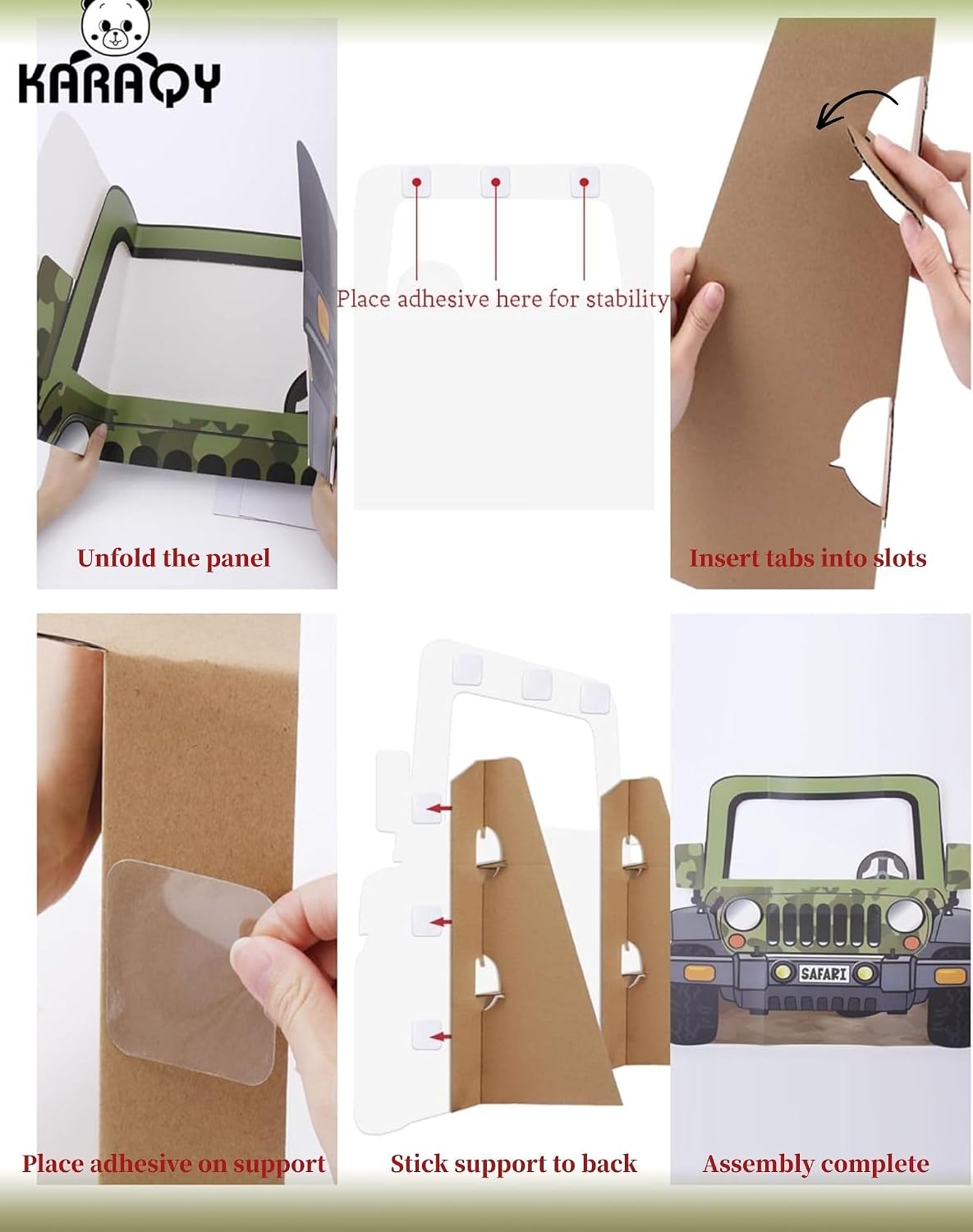 Jungle Safari Jeep Photo Booth Prop – Large Jeep Cardboard Cutout for Jungle Birthday Party, Zoo Adventure Theme, Safari Baby Shower Decorations(2 PCS)
