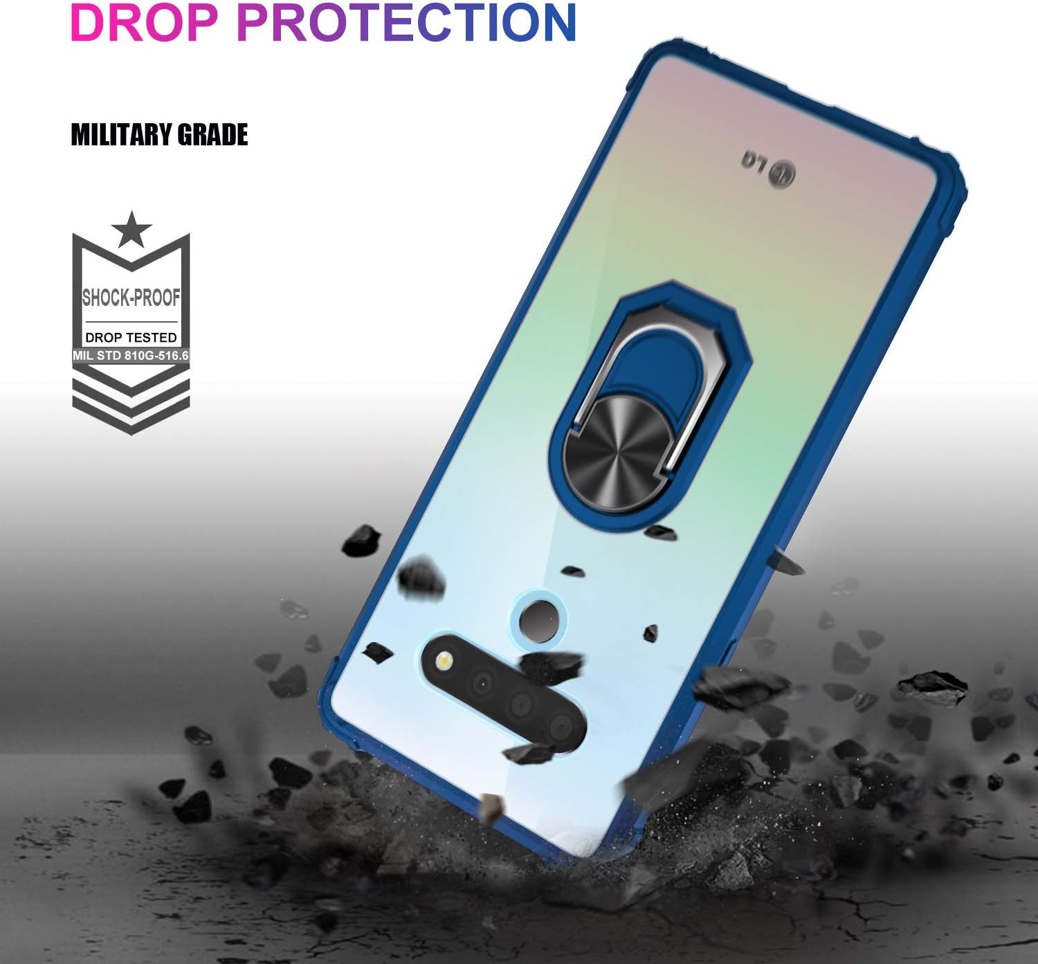 LUMARKE Stylo 6 Case with Screen Protector(2-Pack),Pass 16ft Drop Test Military Grade Crystal Clear Cover with Magnetic Kickstand,Protective Phone Case for Stylo 6 Blue