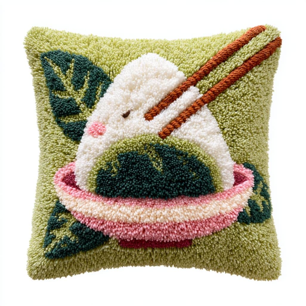 AxiangziK Latch Hook Cushion Kits 17x17inch,Dragon Boat Festival Zongzi