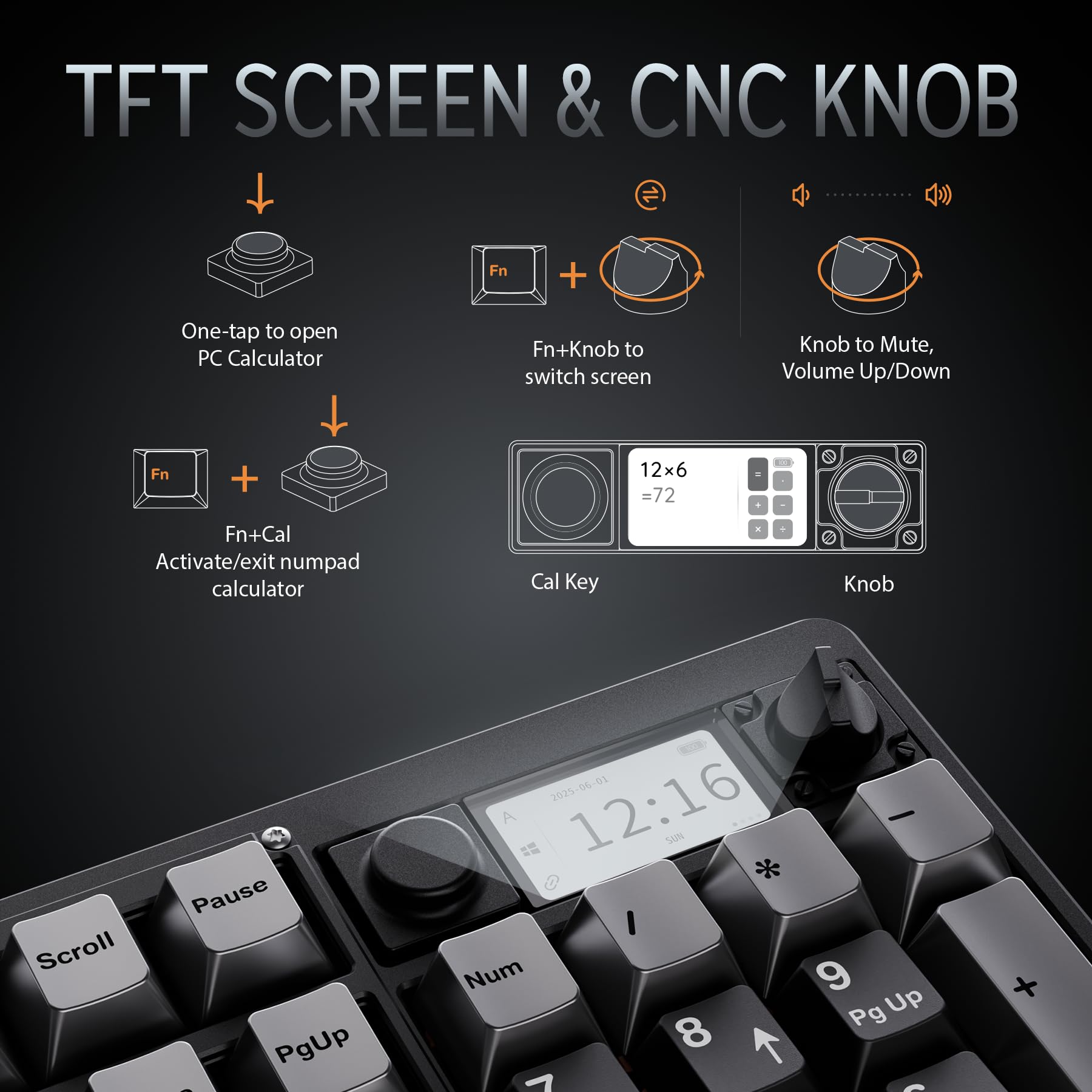 OOCTPK Chilkey ND104 Tastiera Meccanica Wireless Gaming con Schermo LCD, 104% Hot Swap Tastiera Personalizzata con Manopola, Retroilluminazione RGB, Bluetooth 5.4/2.4GHz/USB-C, Full-Aluminum, Supporto