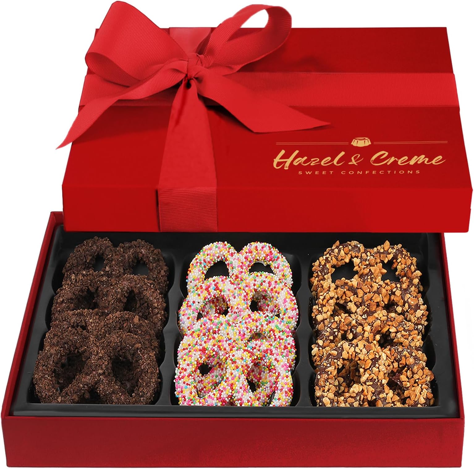 Chocolate Pretzel Gift Basket – Dark Chocolate Covered Pretzels in Elegant Gift Box – Gourmet Kosher Gift for Him or Her, Birthdays, Anniversaries & Corporate Gifting