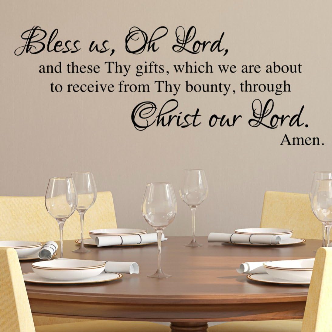 Bless Us Oh Lord, Dinner Prayer Vinyl Wall Decal, Religious Family Gifts, Several Sizes & Colors