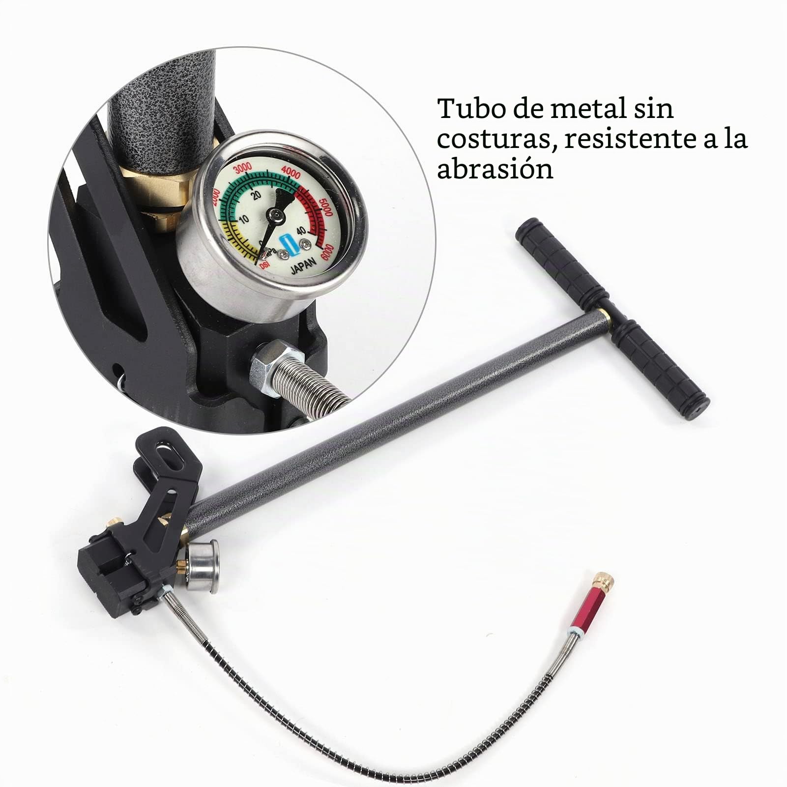 Bomba Manual de Alta Presión PCP 3 Etapas, 4500 PSI, Acero Inoxidable, Acero de Tungsteno, Plegable, para Rifle de Aire