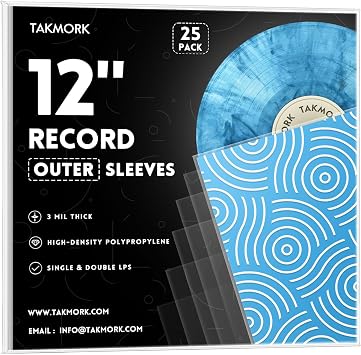 Crystal Clear Vinyl Record Sleeves - Outer Sleeves for LP Albums, 25 Pcs, 3 Mil Thick