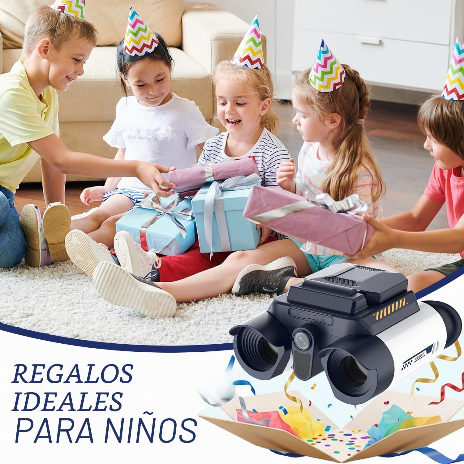 Prismáticos Infantiles,Ahalfcit 10x25 con Cámara y Visión Nocturna. Prismáticos de Juguete para Niños, Aptos para Niños a Partir de 4 años, para Observación de Aves, Acampadas y Senderismo - Blanco