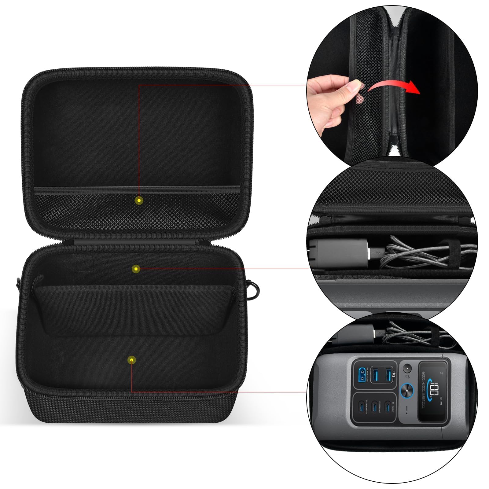 ANKHOH Powerbank-Hülle für Anker Solix C200 DC, für Solix C300 DC Solar-Kraftstation, Generator-Ladegerät, Akku-Aufbewahrungshalter, Schutzhülle für Outdoor-Camping, Reisen (nur Box), Schwarz , 9*7.5