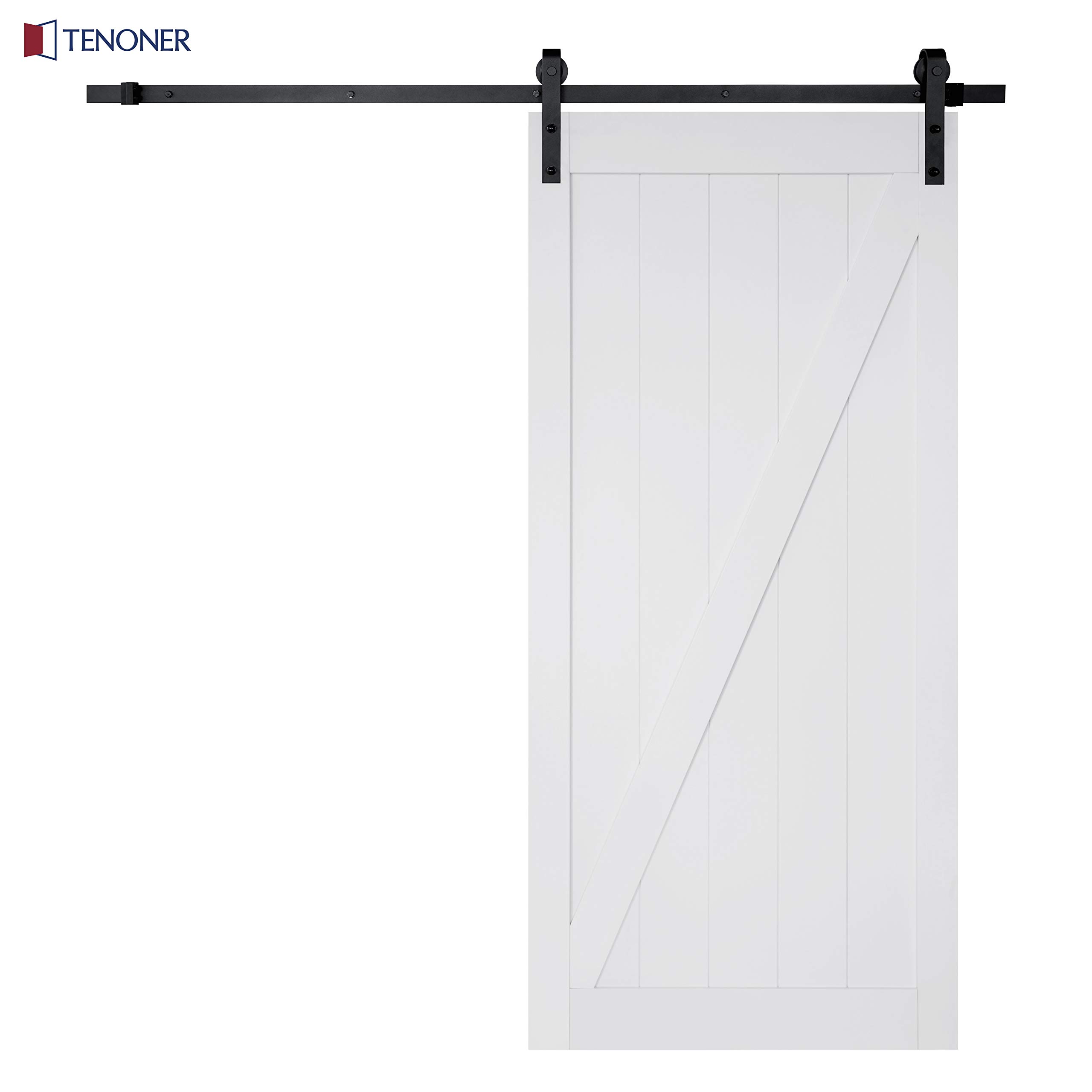Buy TENONER Sliding Barn Door, 36in x 84in, White Z Frame, with Barn