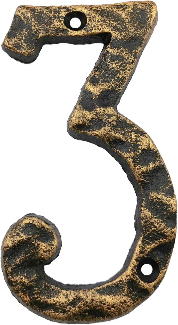 Antique Bronze House Number 6 Inch Cast Iron Address