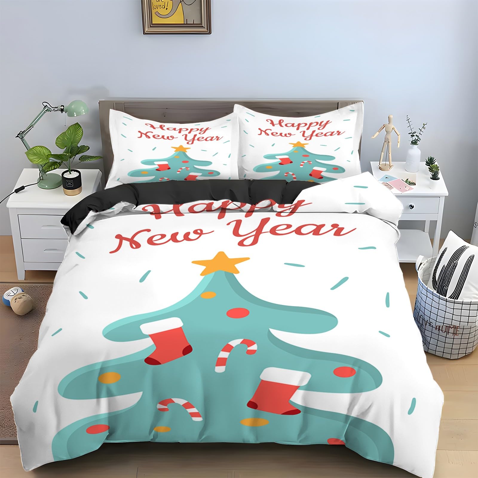 Housse Couette Fermeture Éclair 160x200 pour Lit Facile à Changer