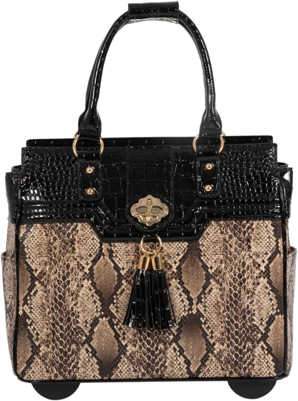 JKM and Company Alligator Compatible With Computer iPad, Laptop Tablet Rolling Tote Bag Briefcase Carryall Bag | Compatible With, Computer, iPad, Laptop, Tablet, Rolling