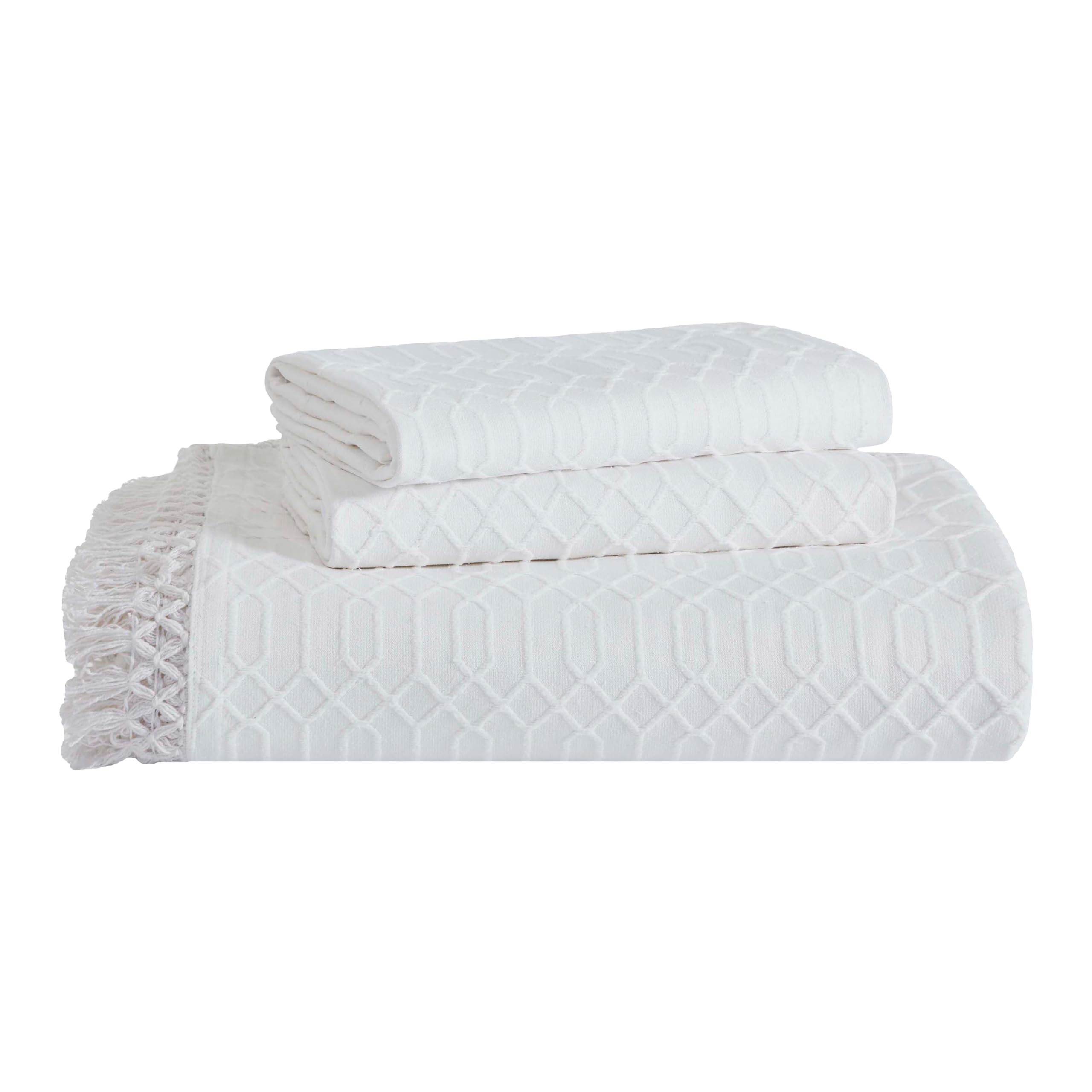 Couvre-lit blanc King Size en coton et polyester Superior pour lit double grand confort
