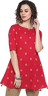 Janasya Indian Women's Pink Weaved Cotton Top