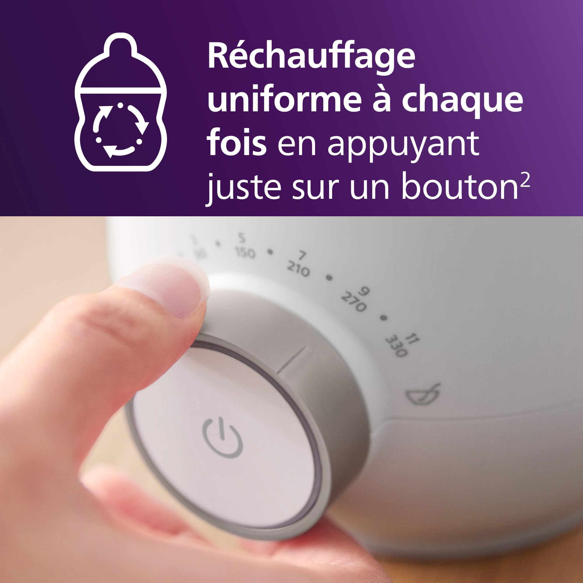 Philips Avent Chauffe-biberon rapide, contrôle intelligent de la température, chaleur uniforme sans point chaud, réchauffage bain-marie qualité hospitalière, arrêt automatique, SCF358/00