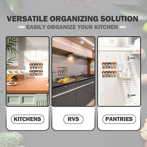 Miniatura 3 de Paquete de 3 clips adhesivos para especias, organizador de especias resistente para puertas de gabinete, despensa y caravana, almacenamiento de