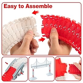 BEMITON Race Track Playset for Kids - Flexible DIY Car Track Toy, Educational Birthday Gift for Boys Ages 3 4 5 6 7, 330+ PCS Building Kit with Fire Trucks