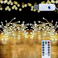 Vista 1 de HANNAHONG Guirnalda de 100 luces LED para corona/guirnalda, árbol de Navidad, dormitorio, botella/tarro, enchufe USB, luces parpadeantes de alambre