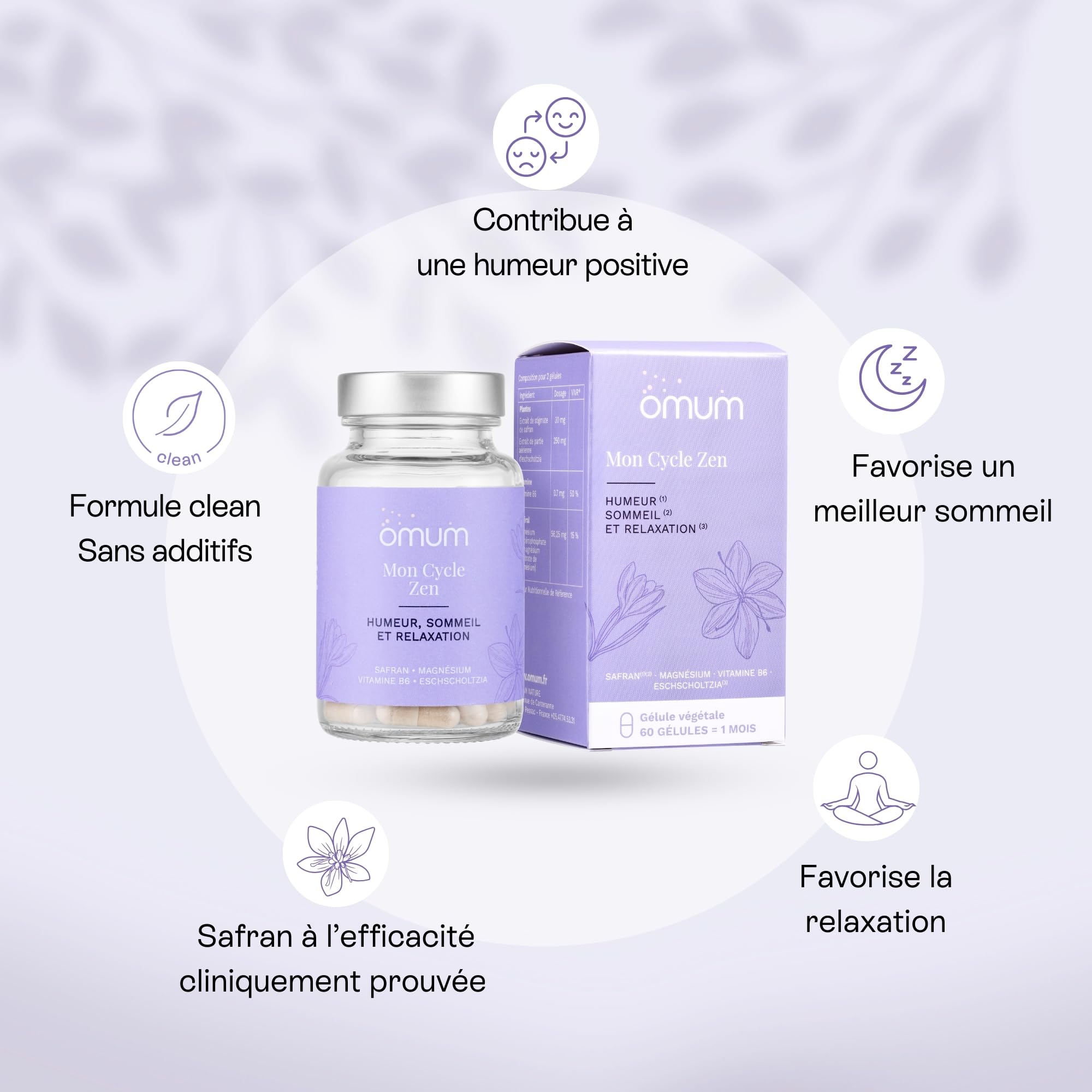 OMUM - Duo SPM, règles et cycles - Mon Cycle Zen sommeil et humeur + Mon Cycle Confort compléments